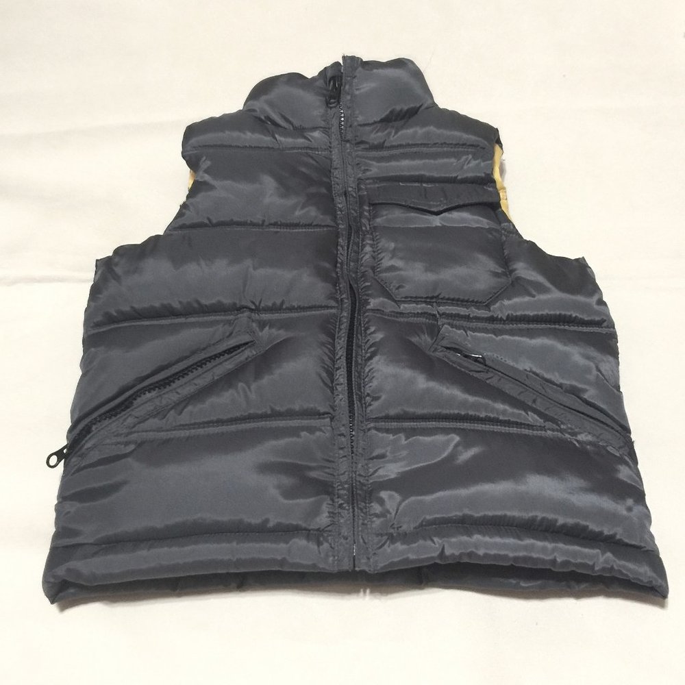 GAP Kids Puffer Vest Size 4-5 (XS) Gray/Yellow